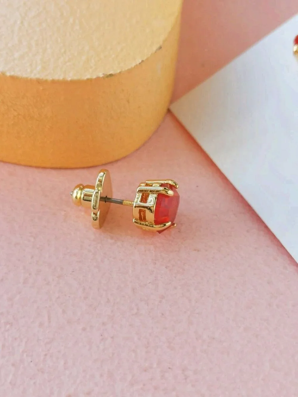 Kate Spade - Treasure Trove Pink Sand Gold Stud Earrings - NEW